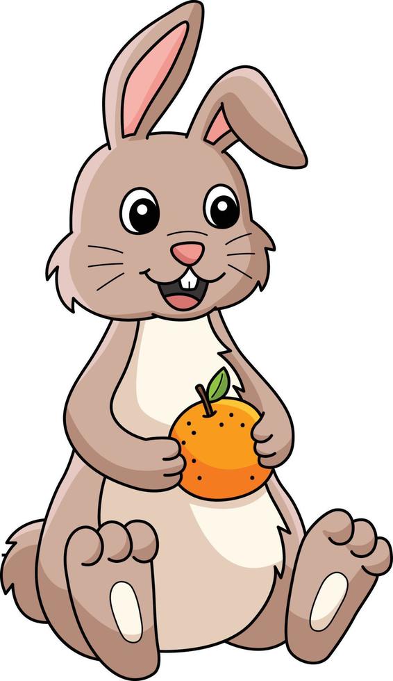 coelho segurando desenho animado mandarim clipart colorido vetor