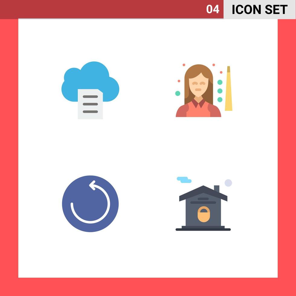 pacote de interface do usuário de 4 ícones planos básicos de nuvem restaurar bilhar snooker elementos de design de vetores editáveis em casa