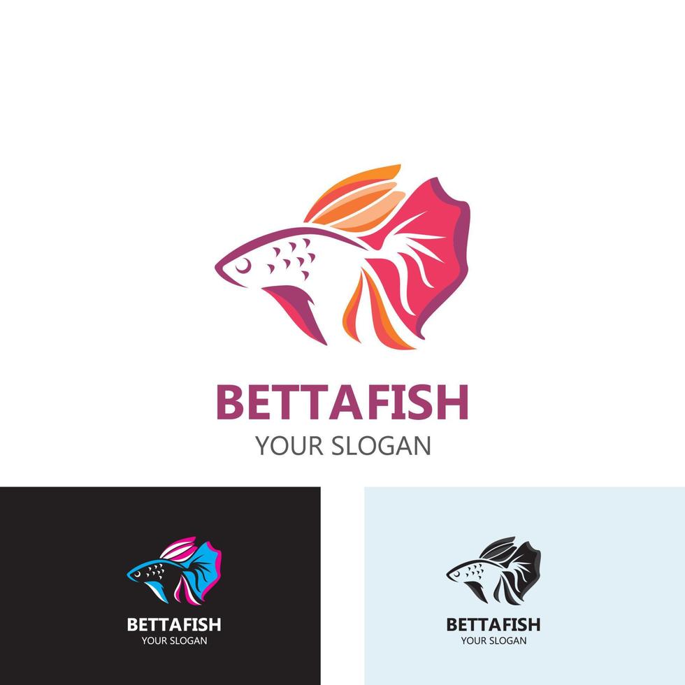 ilustração vetorial de design de estilo de logotipo moderno de peixe betta vetor