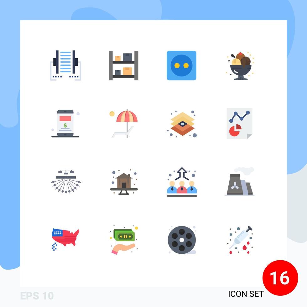 pacote de interface do usuário de 16 cores planas básicas de sorvete doce armazém poder de sobremesa pacote editável de elementos de design de vetores criativos