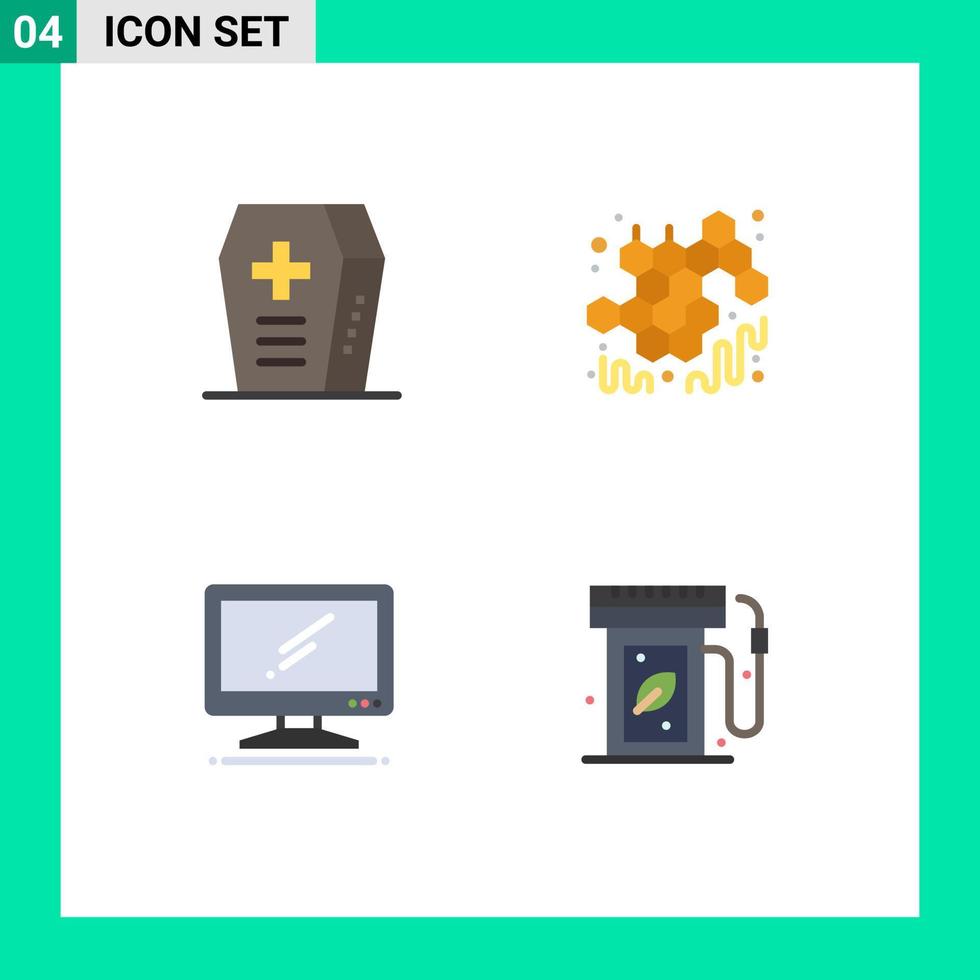 4 ícones planos universais sinais símbolos do dispositivo de caixão outono elementos de design de vetores editáveis viscosos pc