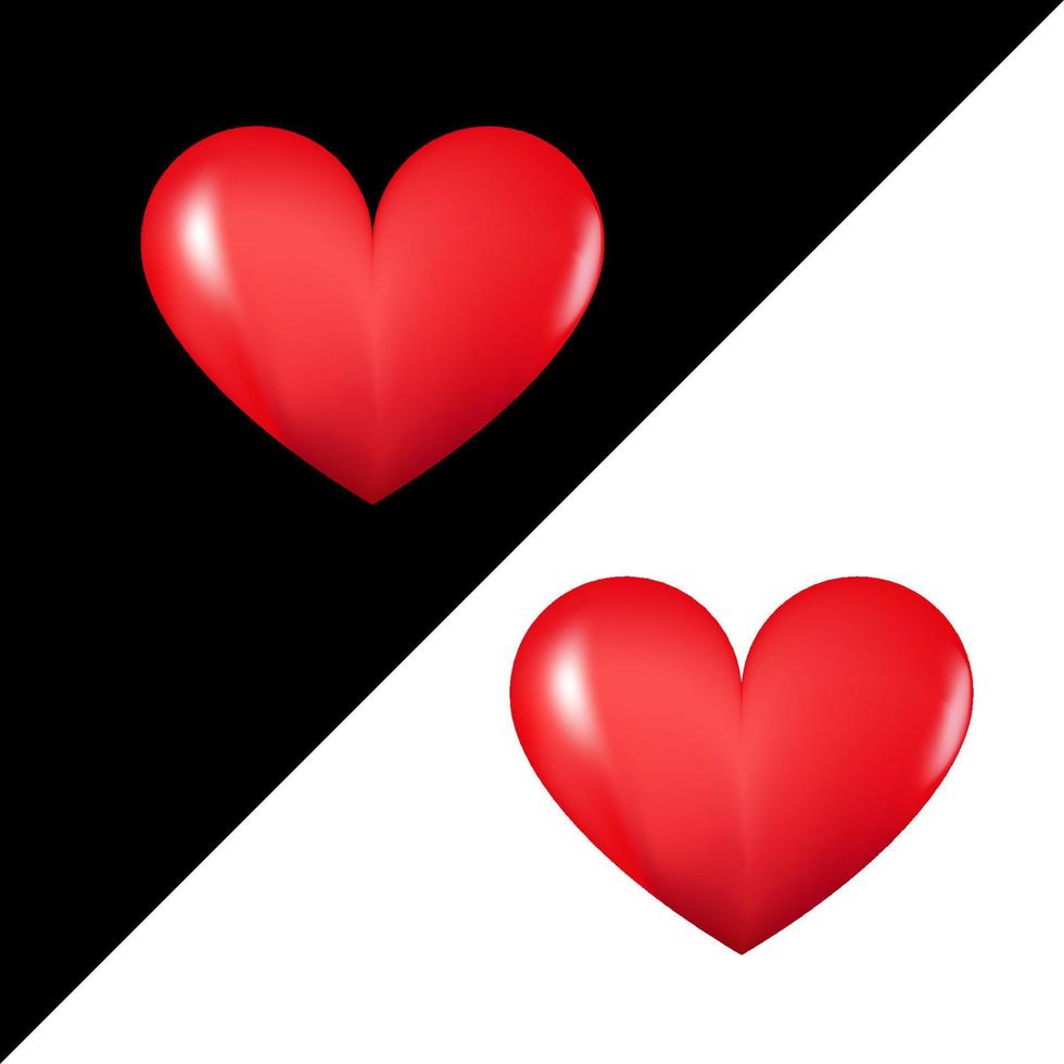 coração vermelho 3d. símbolo de amor e fidelidade para o dia dos namorados. forma realista com destaques nas bordas. ilustração vetorial. vetor