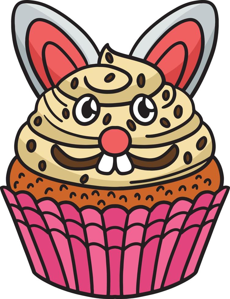 coelhinho da páscoa cupcake cartoon colorido clipart vetor