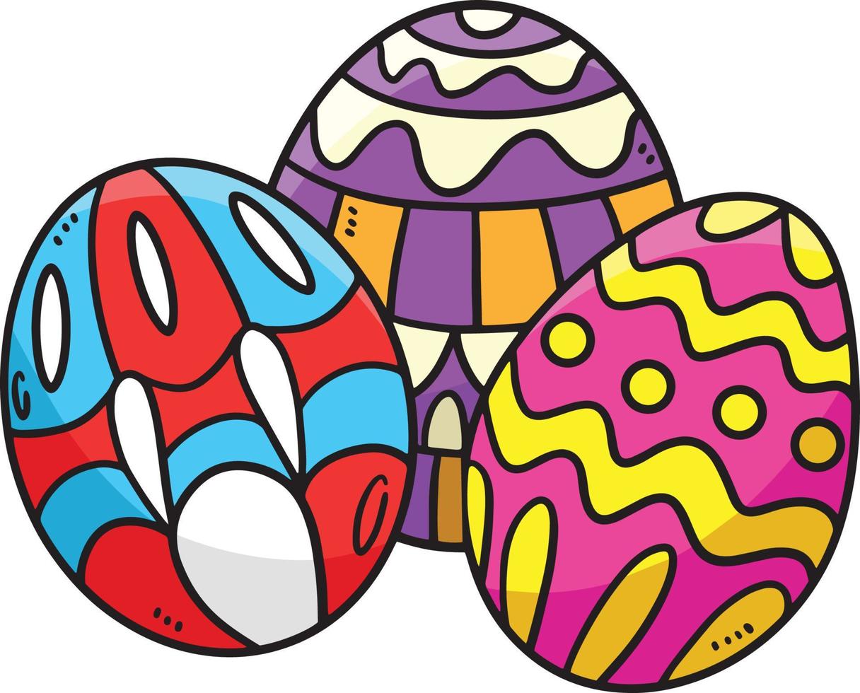 três ovos de páscoa cartoon colorido clipart vetor