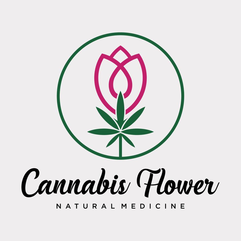 definir elegância estilo flor lótus rosa cannabis folha remédio erva símbolo identidade da marca logotipo design vetor