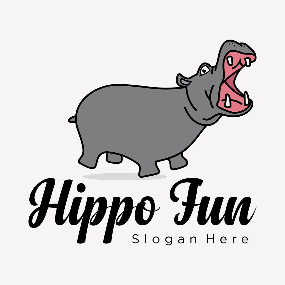 definir personagem mascote cartoon hipopótamo engraçado adorável brinquedo loja de bonecas vetor de design de logotipo de negócios