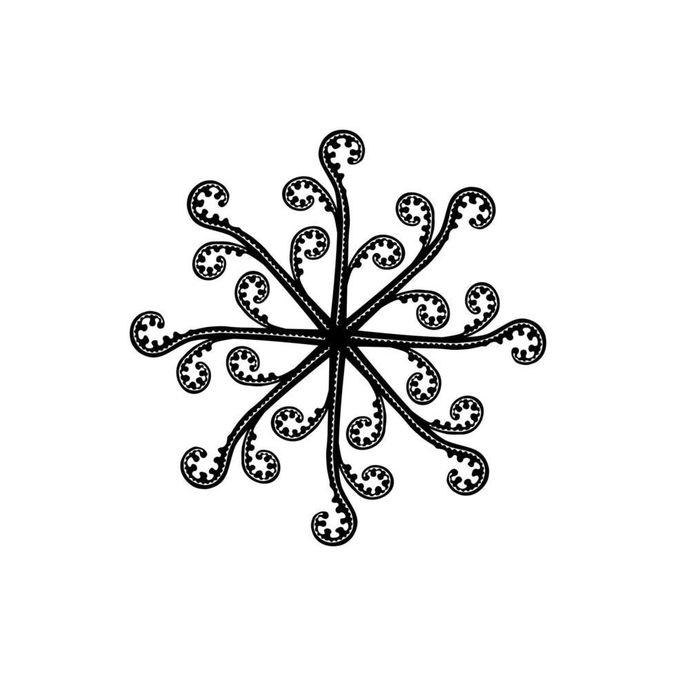 círculo em forma de composição de silhueta de planta de samambaia. mandala contemporânea moderna para logotipo, ornamentado, decoração ou design gráfico. ilustração vetorial vetor