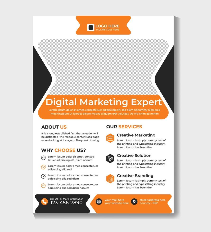 modelo de folheto de negócios corporativos, folheto de agência de marketing digital, expanda seu novo design de folheto de marketing digital de negócios. capa, cartaz, folheto, flyer design pro vector