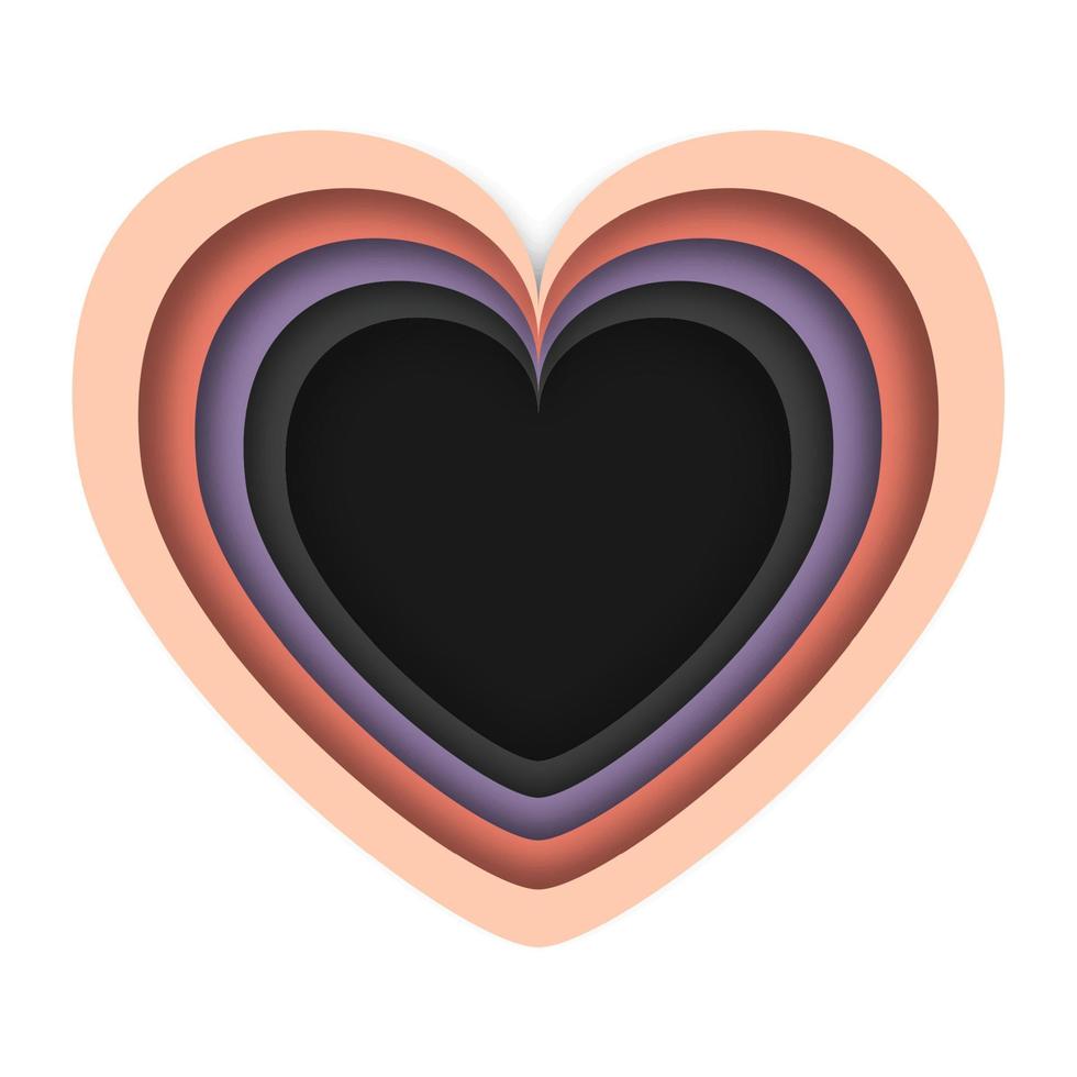vetor de coração vintage colorido com estilo papercut