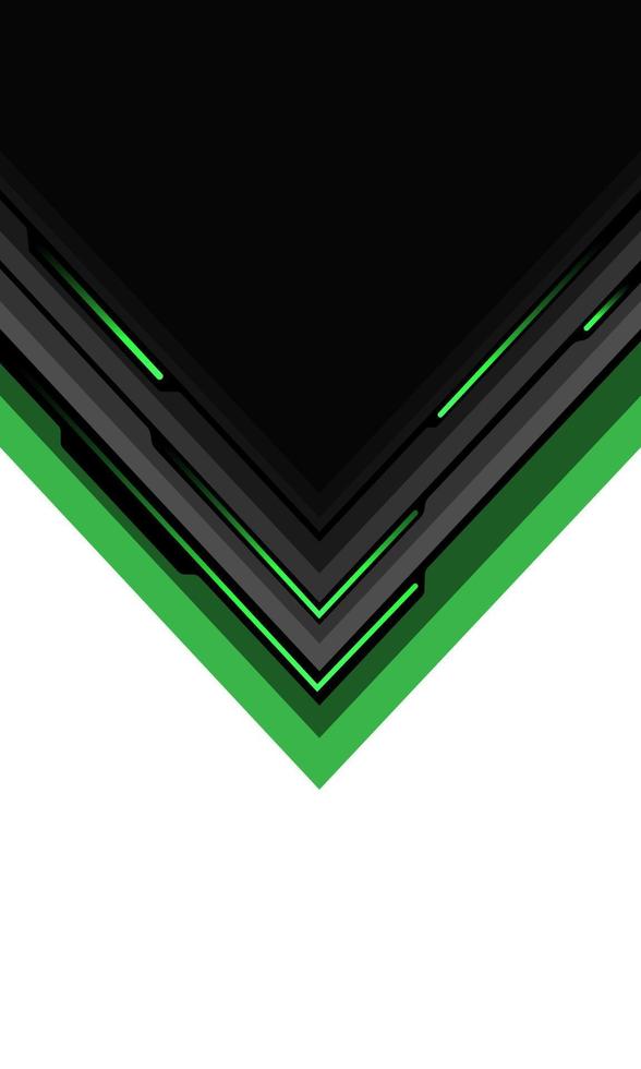 linha cibernética de circuito de seta preta verde cinza abstrata geométrica em design branco vetor de fundo de tecnologia futurista ultramoderna