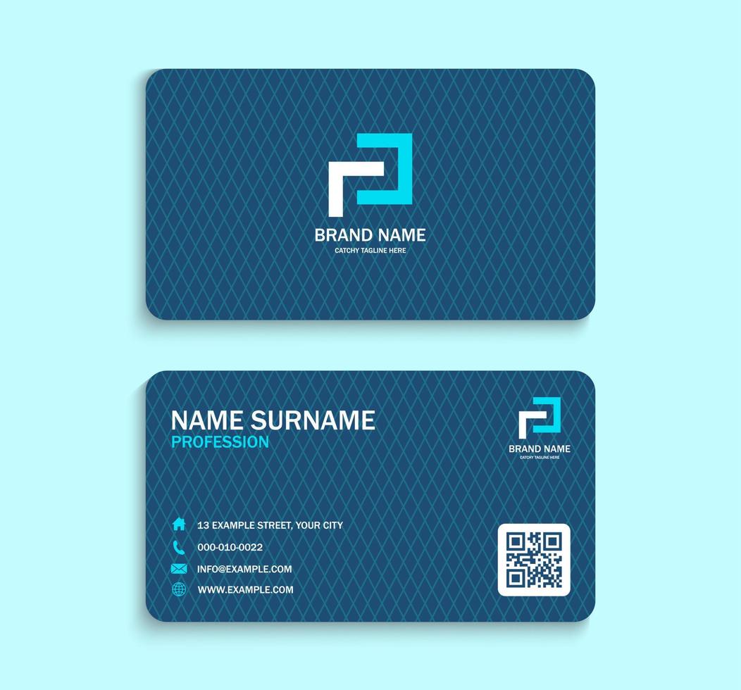 modelo de cartão de visita padrão azul layout de design premium de identidade de marca corporativa vetor