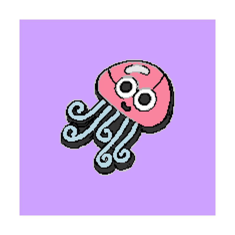 uma água-viva de pixel rosa com um sorriso e olhos alegres. ilustração vetorial. água-viva do mar. vetor