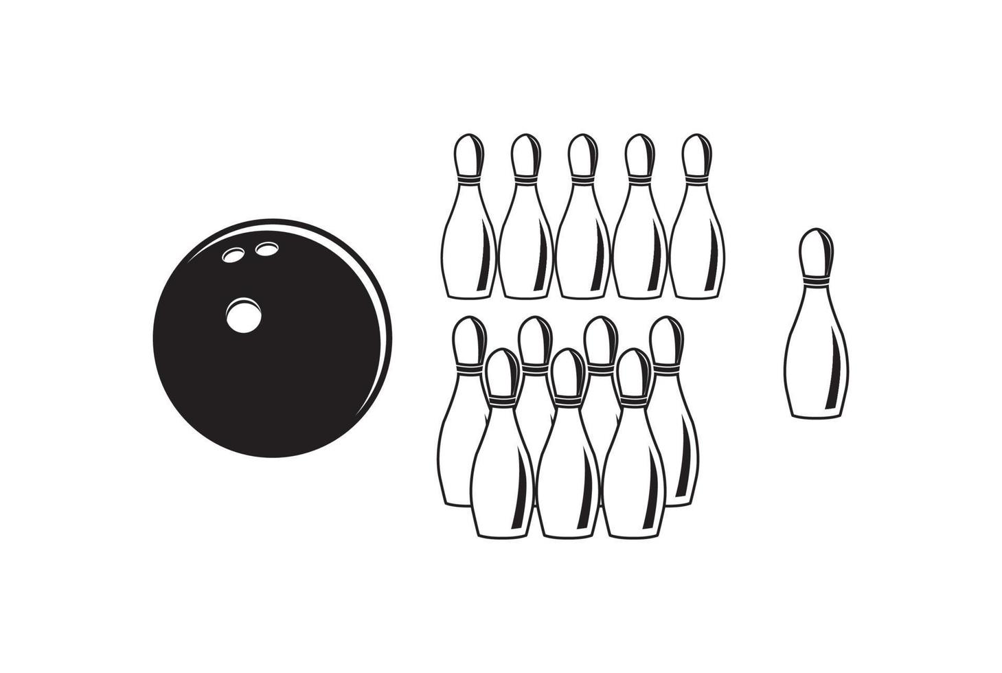 bola de boliche vintage com pino para clube esportivo ou vetor de ilustração de torneio de competição