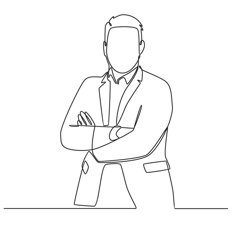 desenho de linha contínua ilustração de arte vetorial de homem de negócios vetor