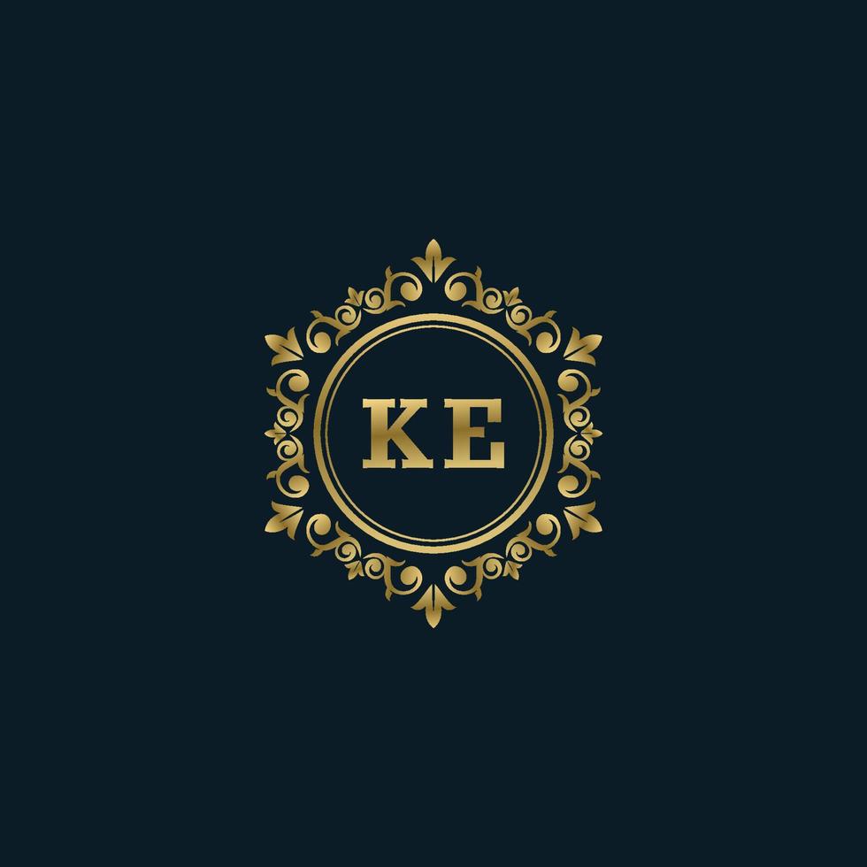 logotipo da letra ke com modelo de ouro de luxo. modelo de vetor de logotipo de elegância.