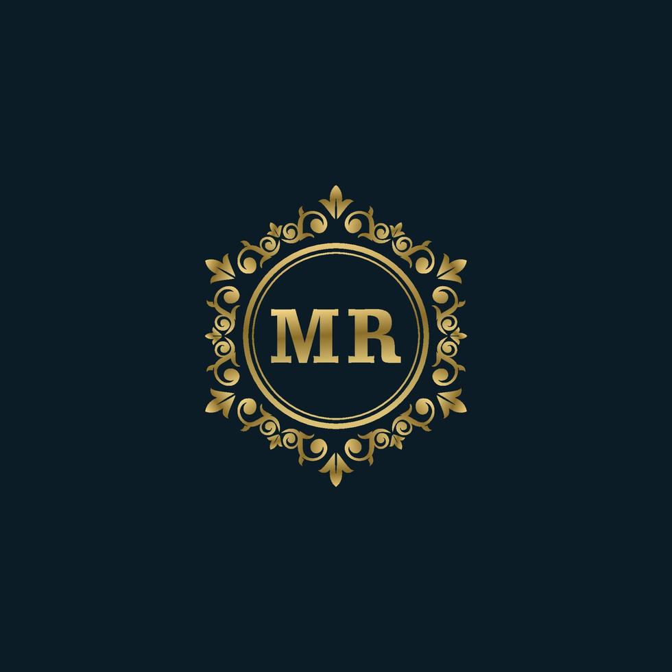 letra mr logotipo com modelo de ouro de luxo. modelo de vetor de logotipo de elegância.