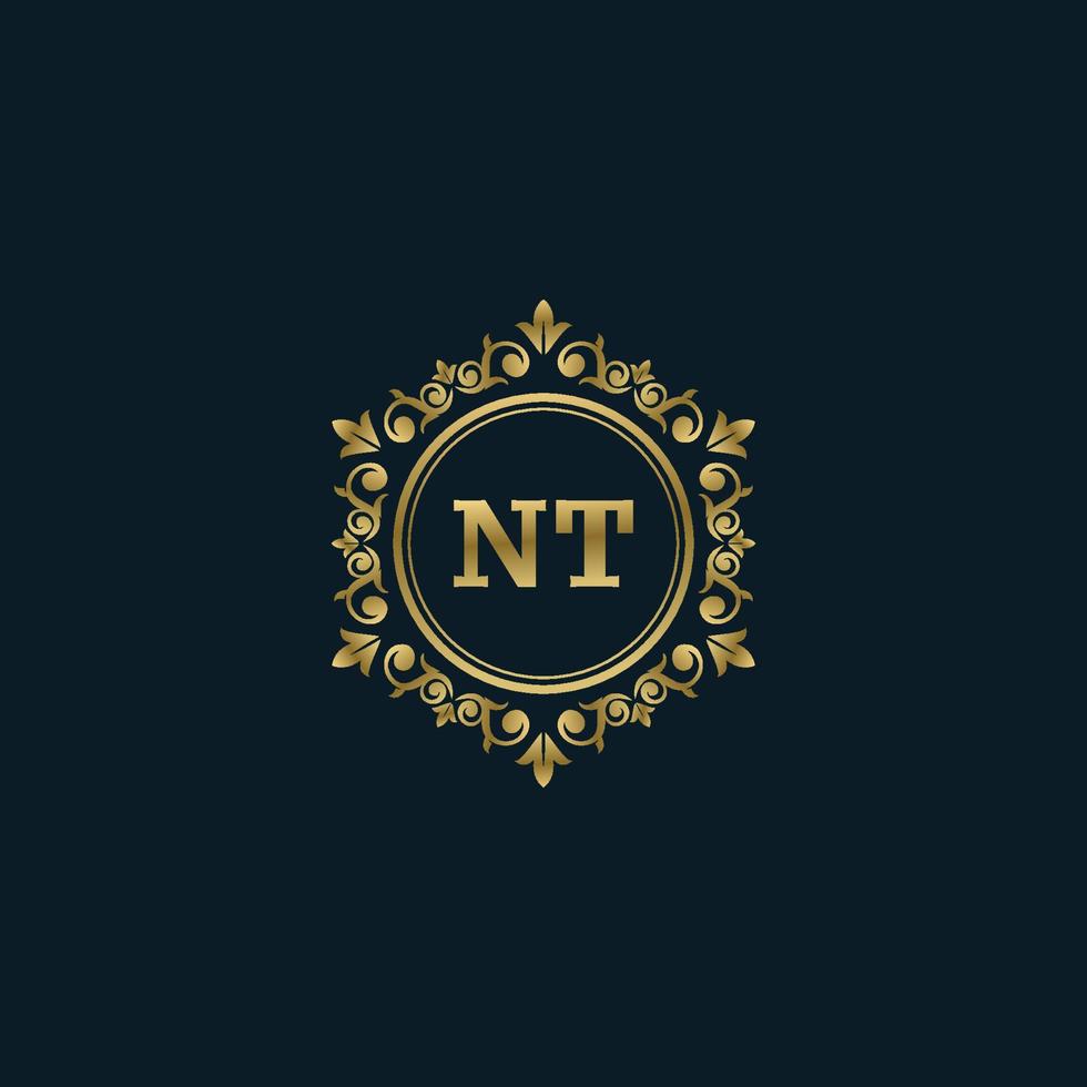 logotipo da letra nt com modelo de ouro de luxo. modelo de vetor de logotipo de elegância.