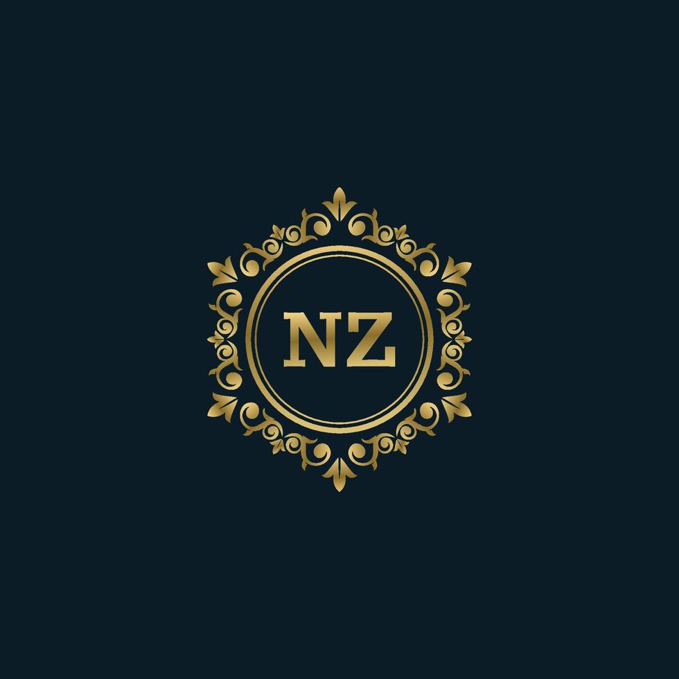 logotipo da letra nz com modelo de ouro de luxo. modelo de vetor de logotipo de elegância.