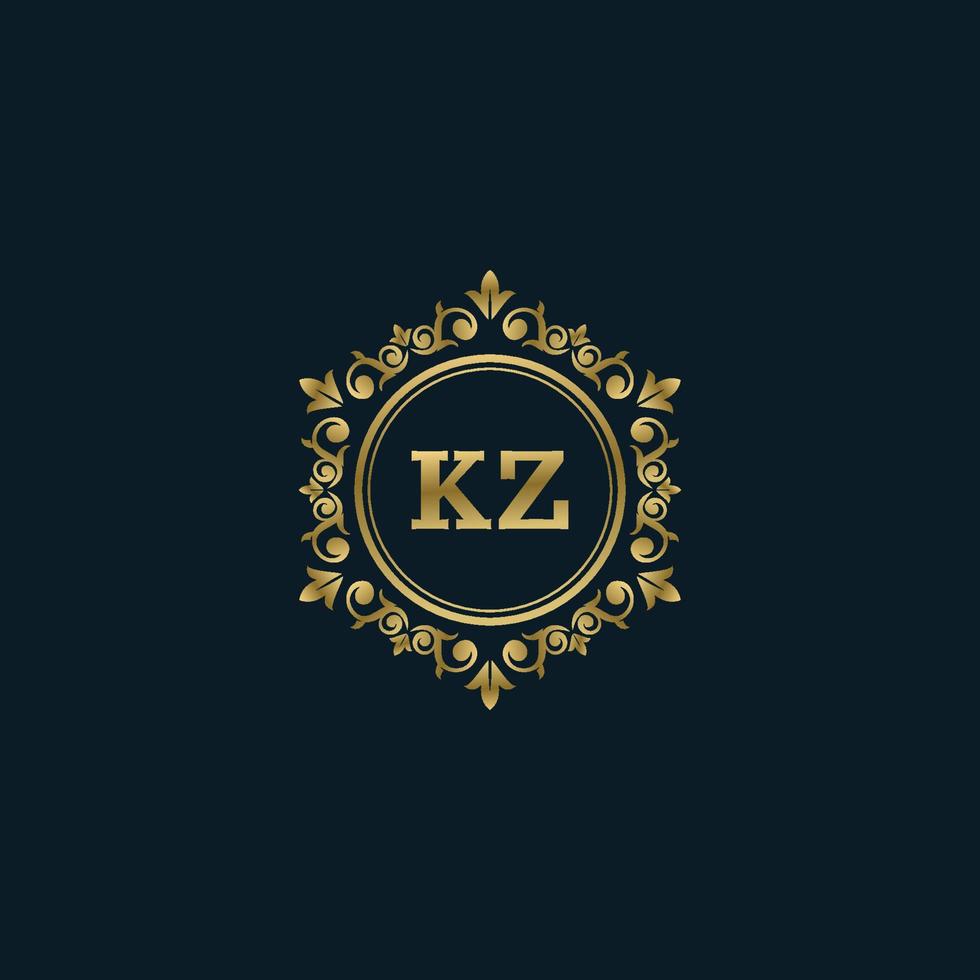 logotipo da letra kz com modelo de ouro de luxo. modelo de vetor de logotipo de elegância.