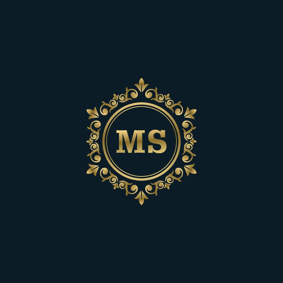 logotipo da letra ms com modelo de ouro de luxo. modelo de vetor de logotipo de elegância.