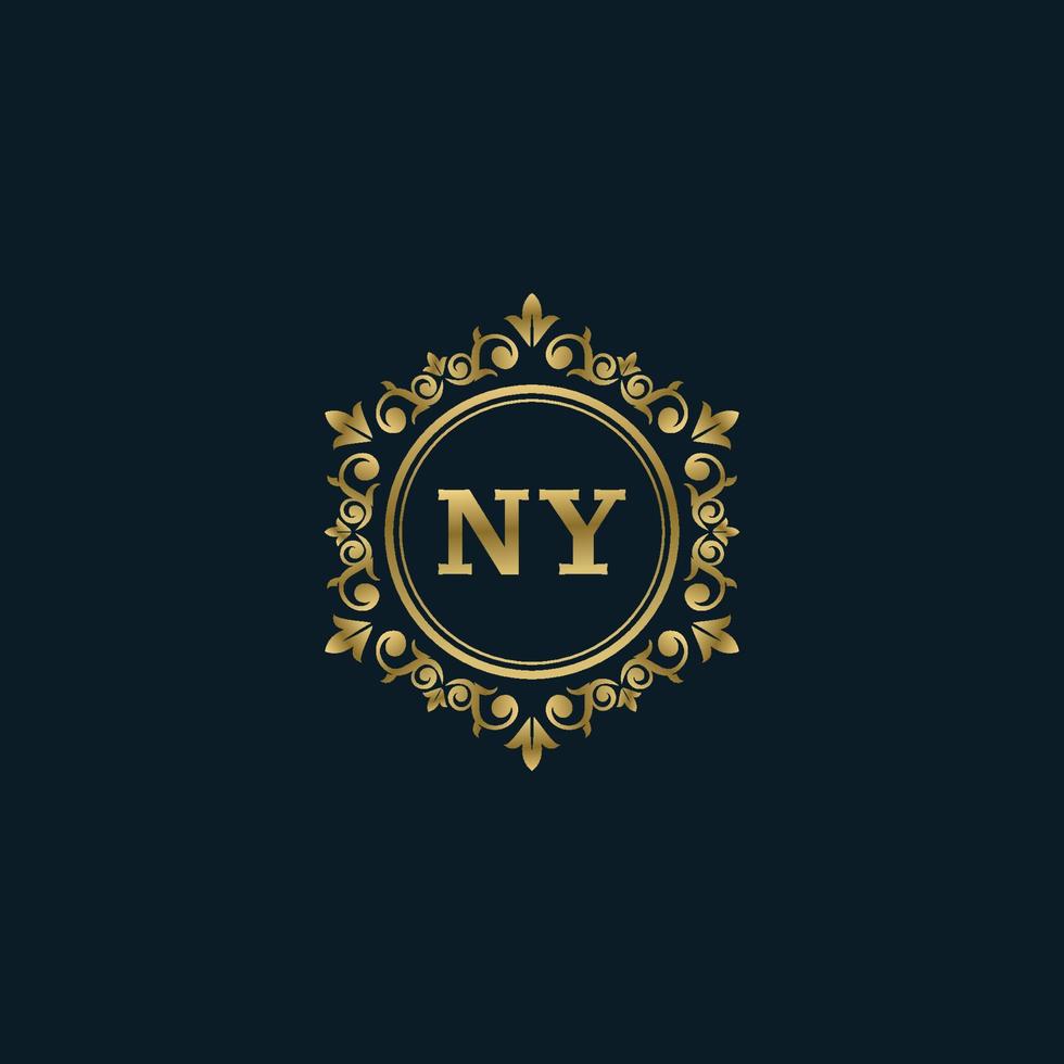 logotipo da letra ny com modelo de ouro de luxo. modelo de vetor de logotipo de elegância.