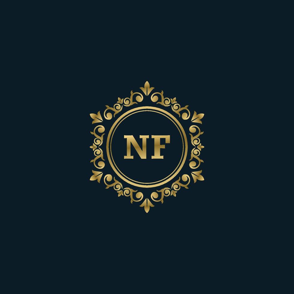 logotipo da letra nf com modelo de ouro de luxo. modelo de vetor de logotipo de elegância.