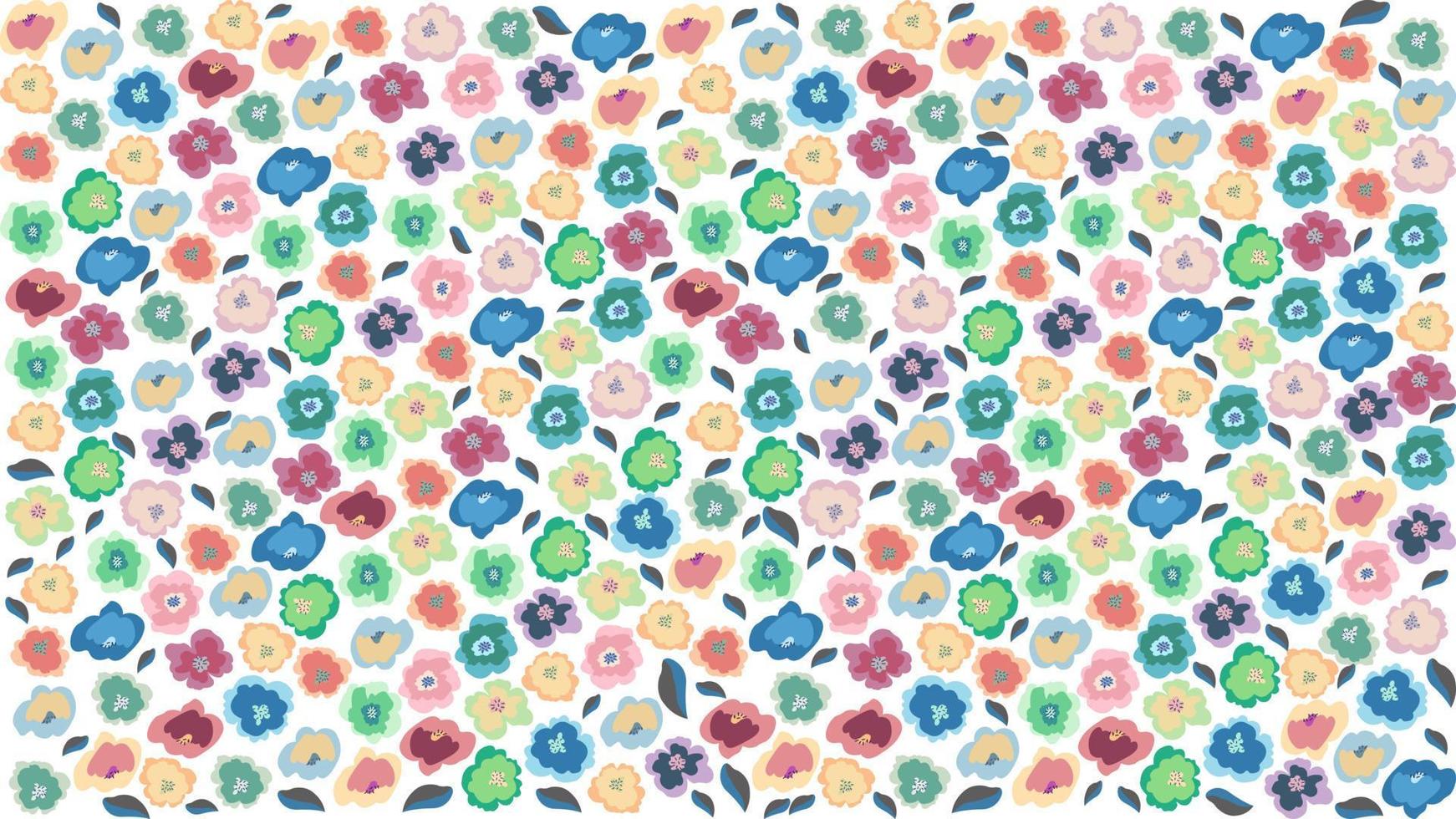 pano de fundo floral horizontal decorado com lindas flores multicoloridas e deixa a borda botânica da primavera plana no fundo branco. vetor