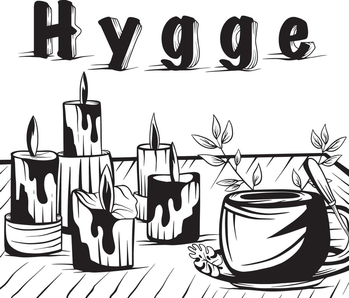 ilustração com tema hygge vetor