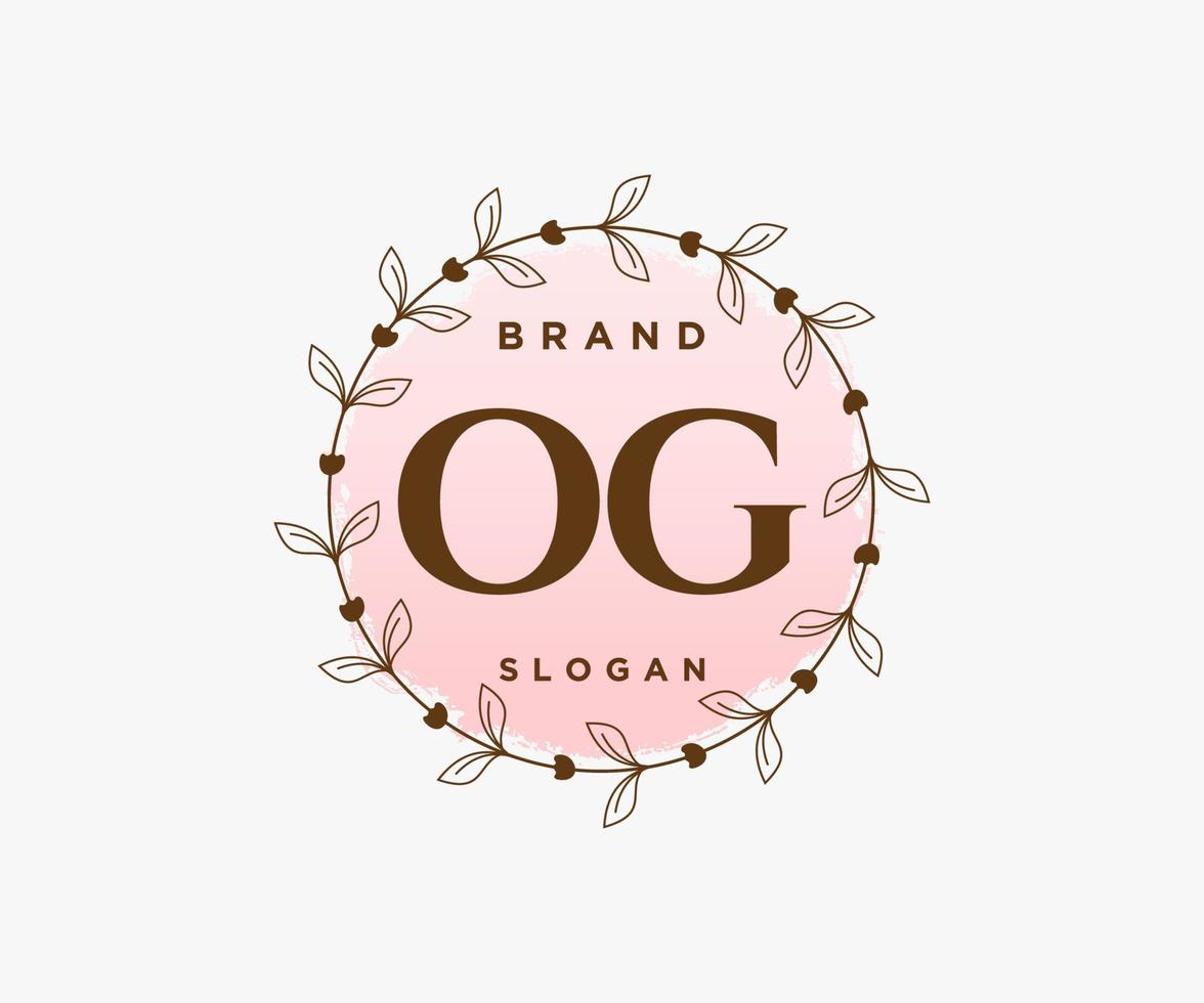 logotipo inicial og feminino. utilizável para logotipos de natureza, salão, spa, cosméticos e beleza. elemento de modelo de design de logotipo de vetor plana.