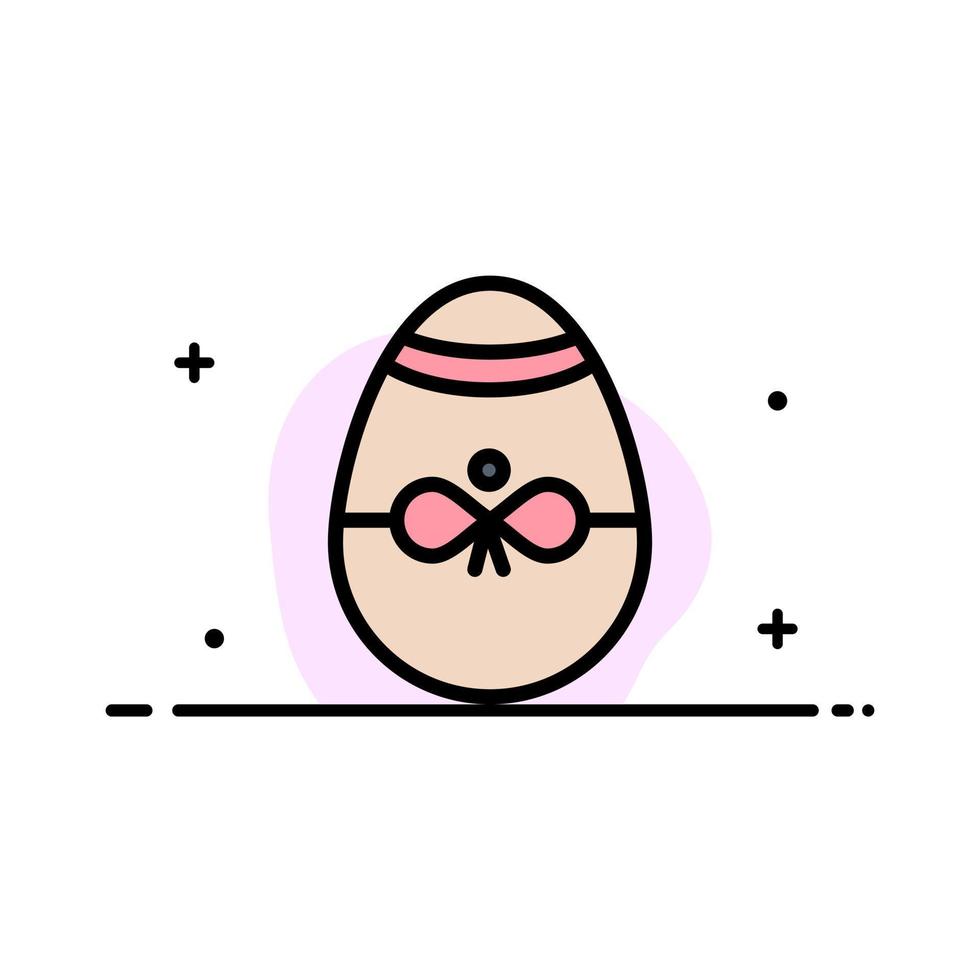 decoração de pássaro de presente ovo de páscoa modelo de banner de vetor de ícone cheio de linha plana de negócios