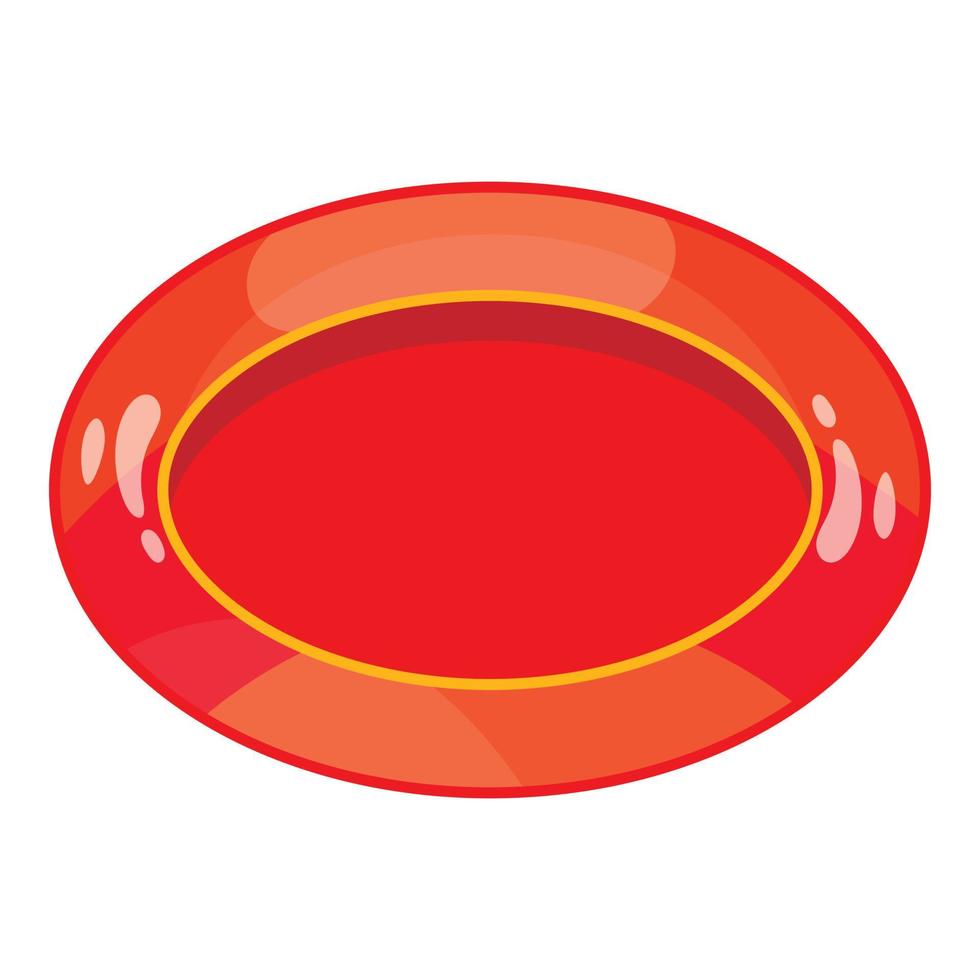 ícone de botão vermelho oval, estilo cartoon vetor