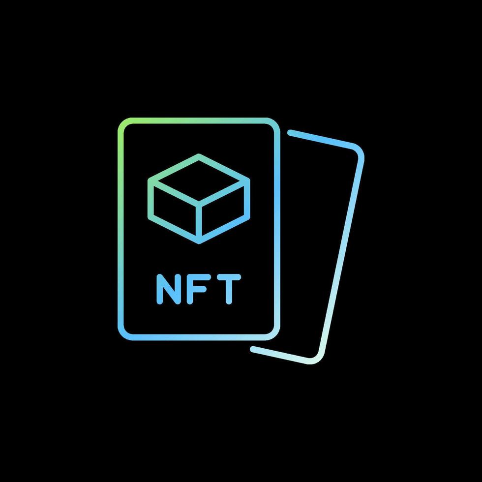 cartões nft vector colorido ícone linear. símbolo de linha de token não fungível
