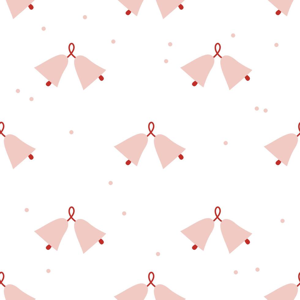 padrão sem emenda de natal com sinos cor de rosa fofos. padrão quadrado de inverno de férias. fundo branco. ilustração fofa. papel de parede de ano novo de inverno vetor