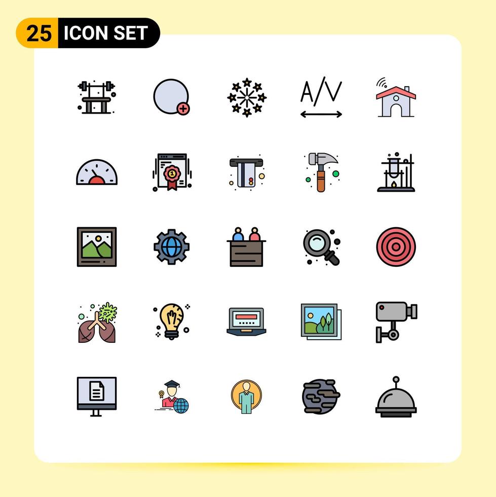 grupo de símbolos de ícone universal de 25 cores planas de linha preenchida moderna de celebração de serviço de casa wifi texto editável elementos de design vetorial vetor