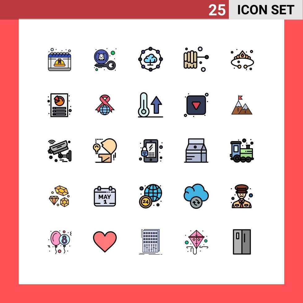 conjunto de 25 sinais de símbolos de ícones de interface do usuário modernos para coroa de joias, mel privado, compartilhe elementos de design de vetores editáveis