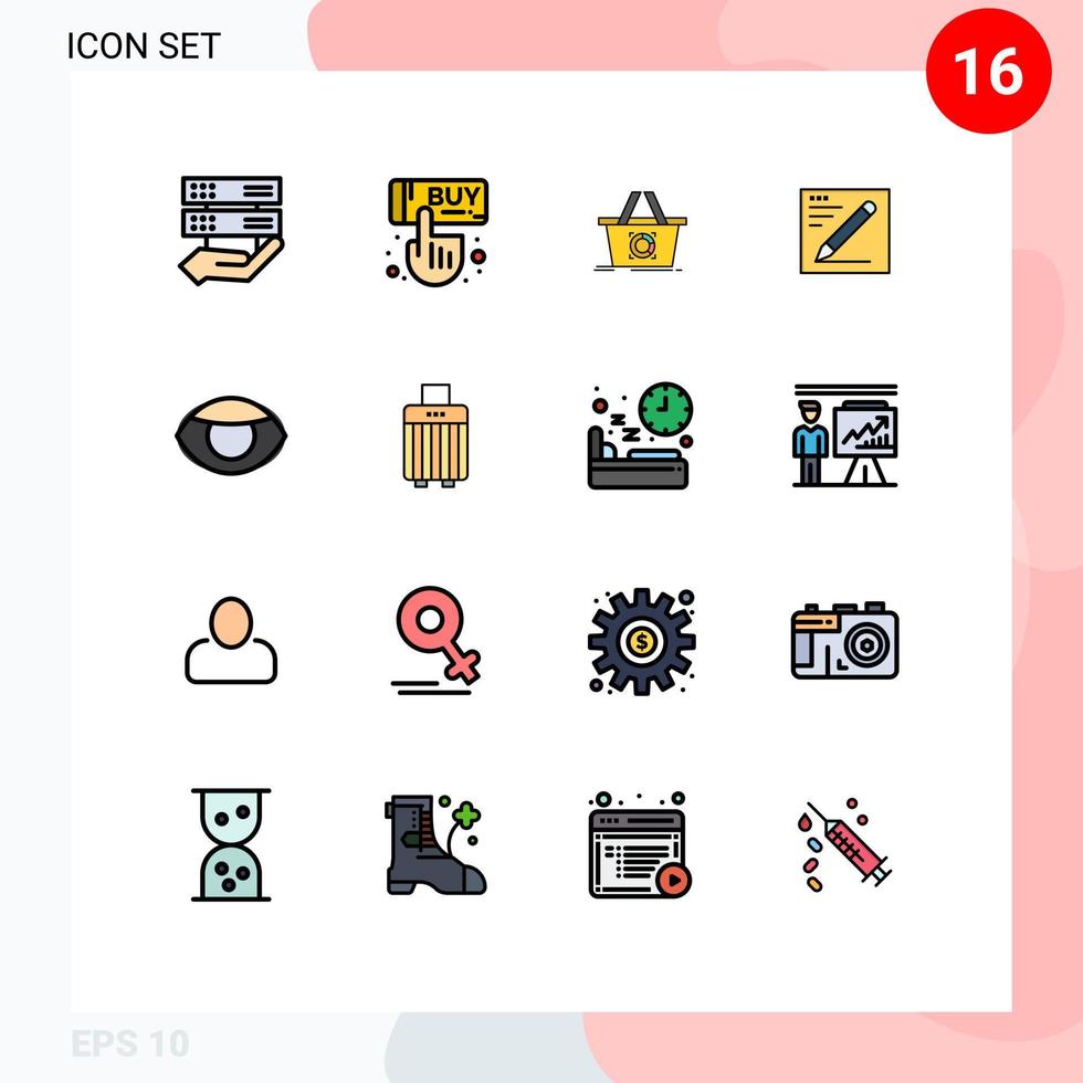 16 ícones criativos, sinais e símbolos modernos do carrinho de educação facial, navegador de texto, elementos de design de vetores criativos editáveis