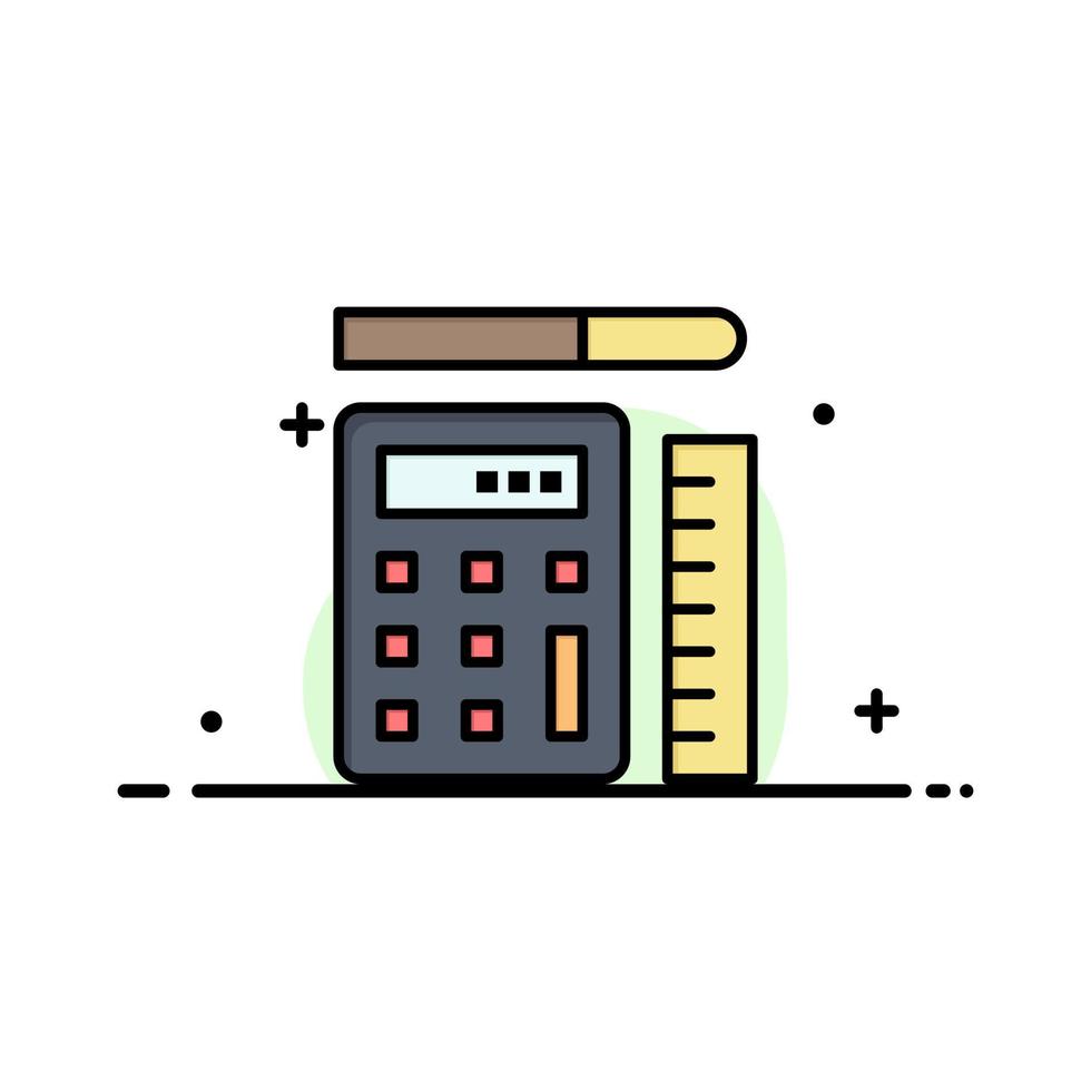 modelo de banner de vetor de ícone cheio de linha plana de negócios de educação de escala de calculadora de caneta