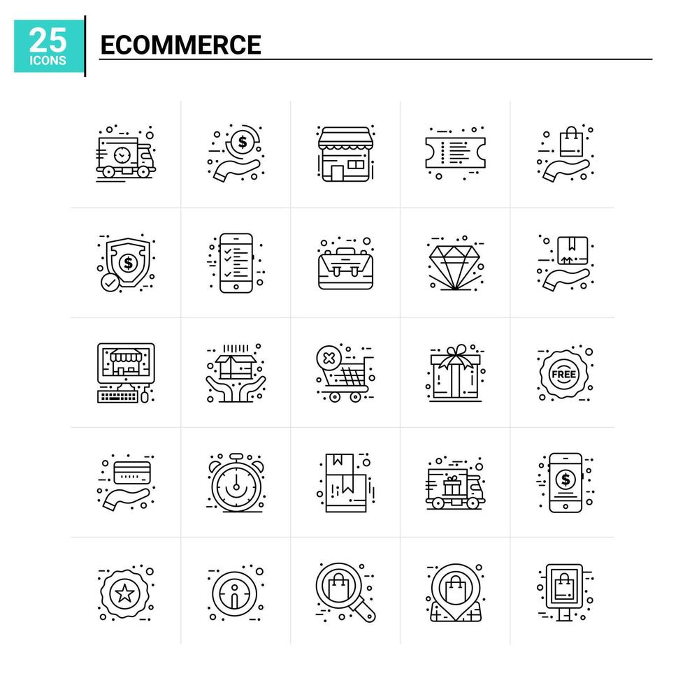 25 conjunto de ícones de comércio eletrônico de fundo vetorial vetor