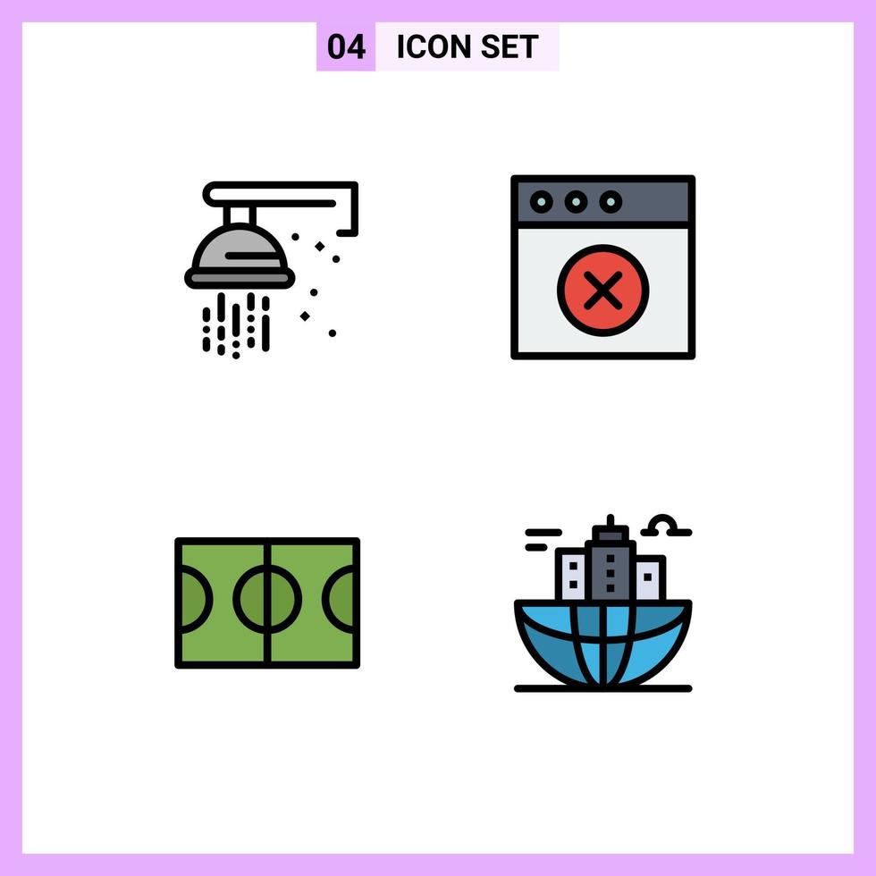 conjunto de 4 sinais de símbolos de ícones de interface do usuário modernos para chuveiro esportivo mecânico mac negócios elementos de design de vetores editáveis