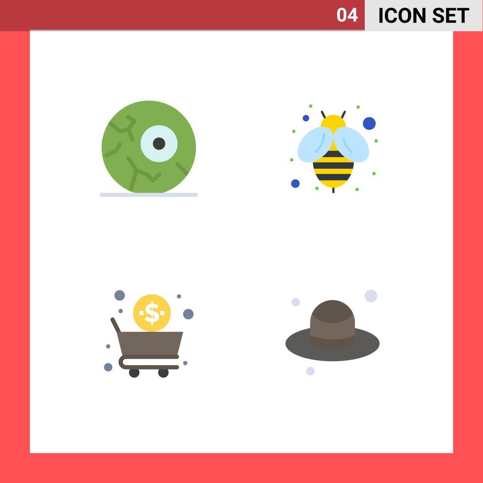 4 ícones planos universais assinam símbolos do espaço da loja de halloween elementos de design de vetores editáveis de borda de mel