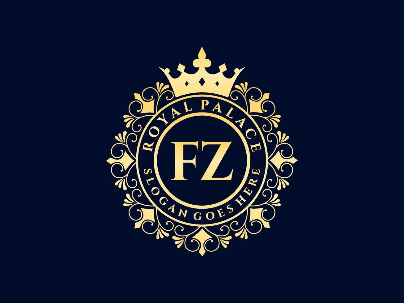 carta fz antigo logotipo vitoriano de luxo real com moldura ornamental. vetor