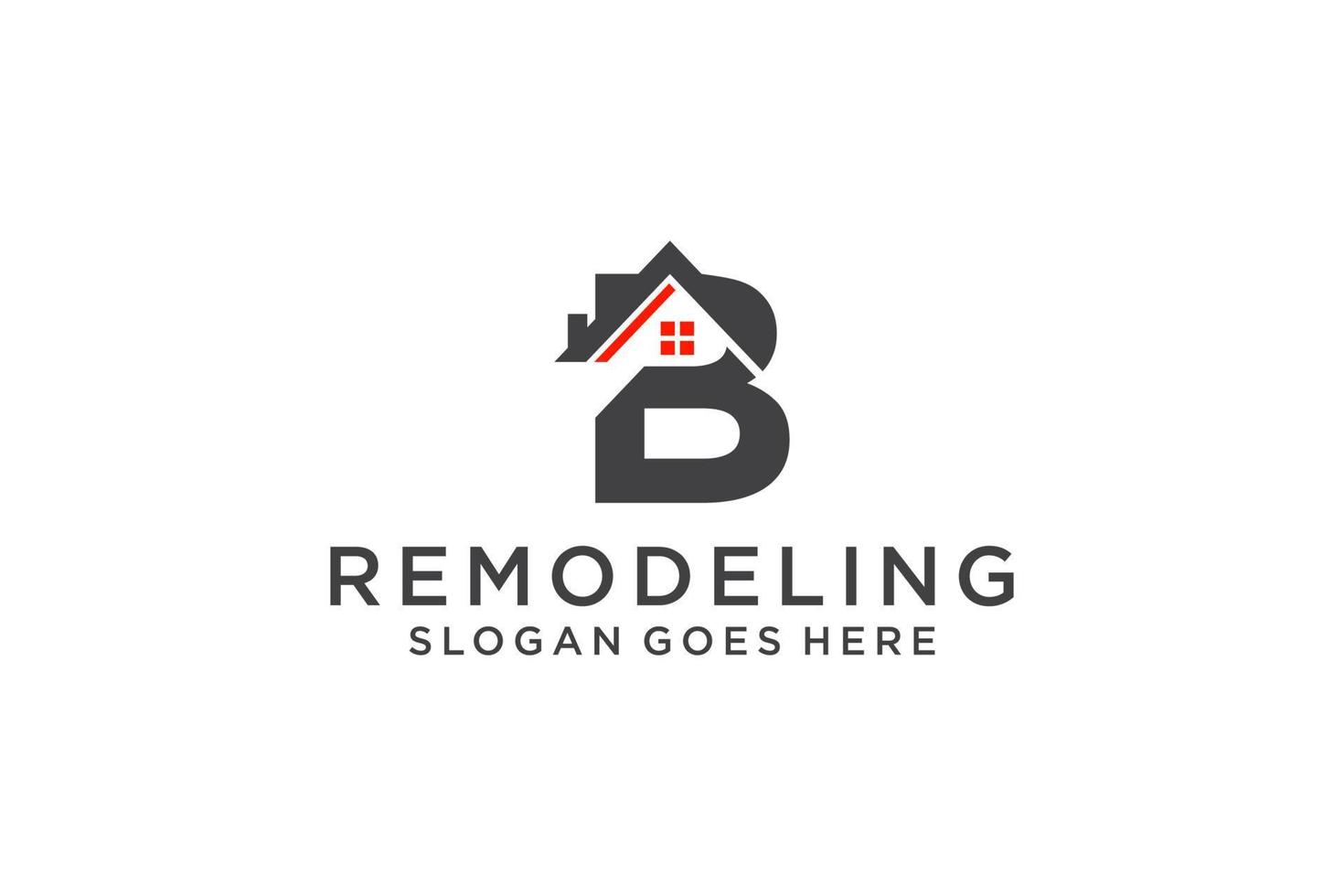 letra b para logotipo de remodelação imobiliária. elemento de modelo de design de logotipo de construção de arquitetura de construção. vetor