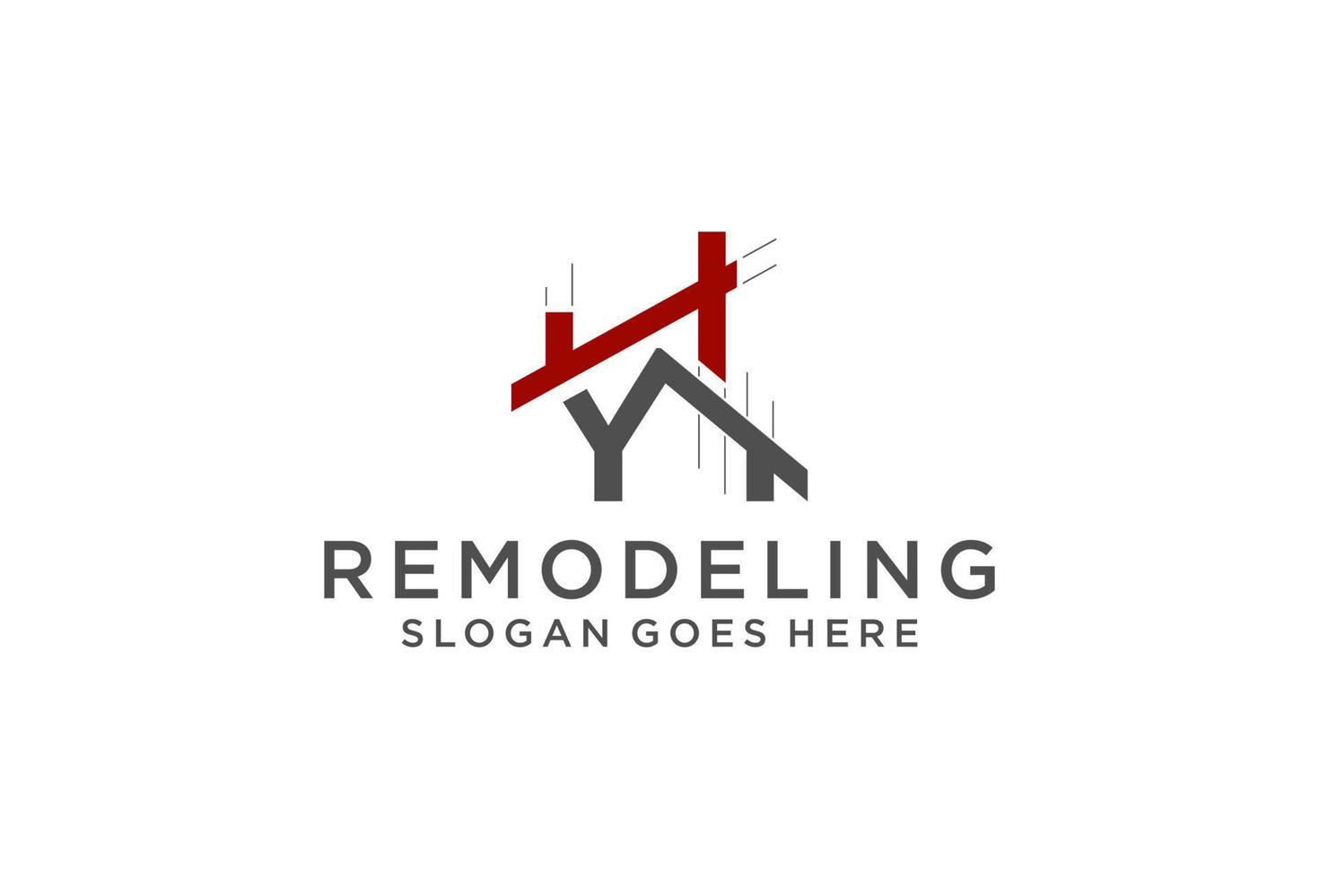 letra y para logotipo de remodelação imobiliária. elemento de modelo de design de logotipo de construção de arquitetura de construção. vetor