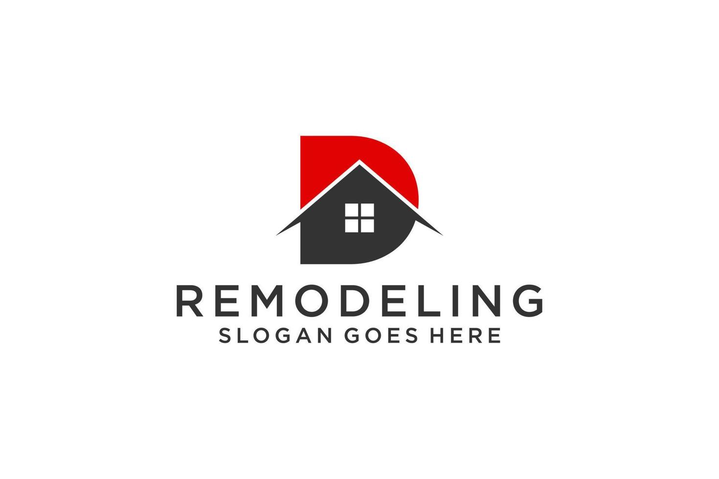 letra d para logotipo de remodelação imobiliária. elemento de modelo de design de logotipo de construção de arquitetura de construção. vetor