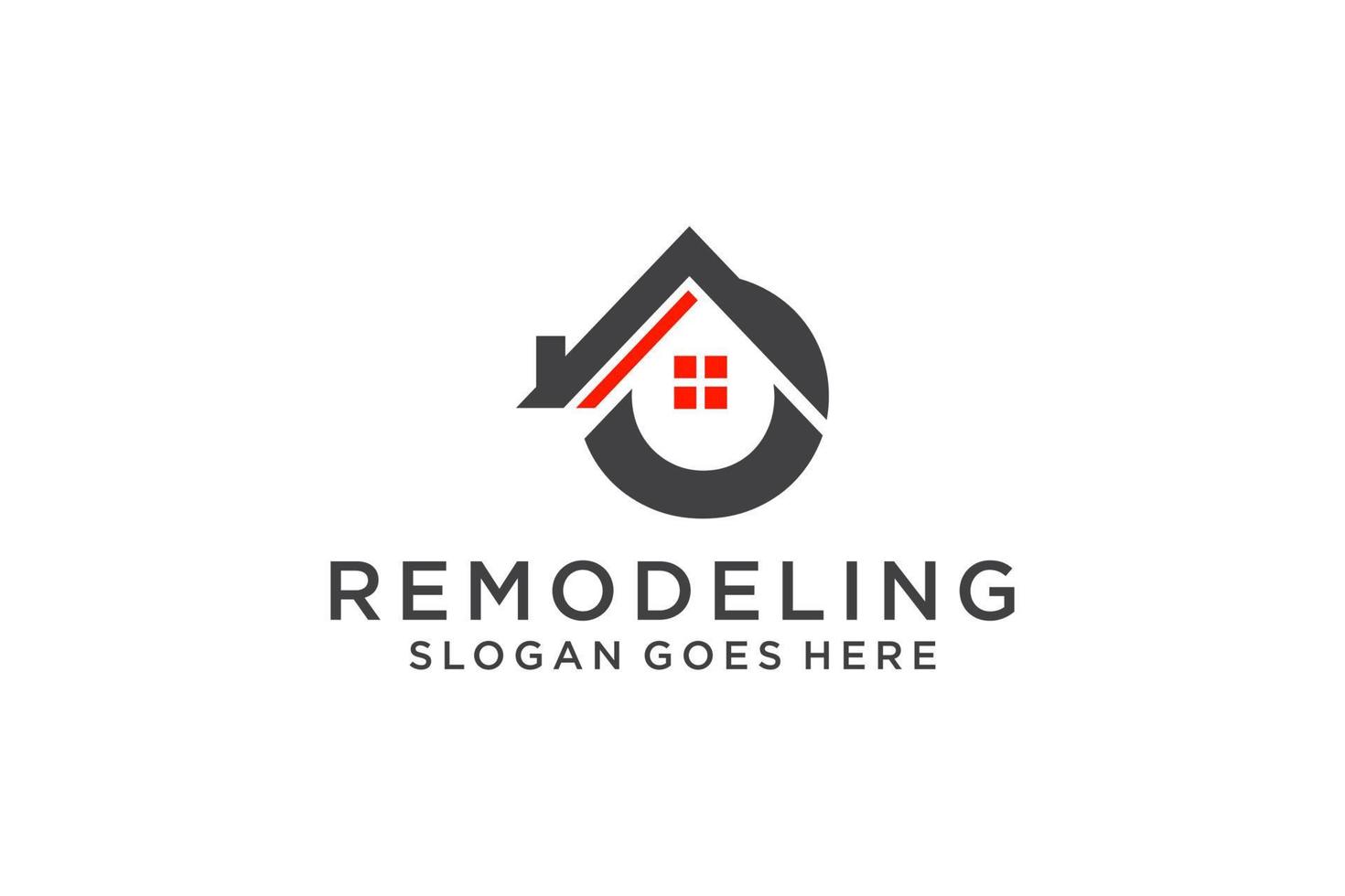 letra o para logotipo de remodelação imobiliária. elemento de modelo de design de logotipo de construção de arquitetura de construção. vetor