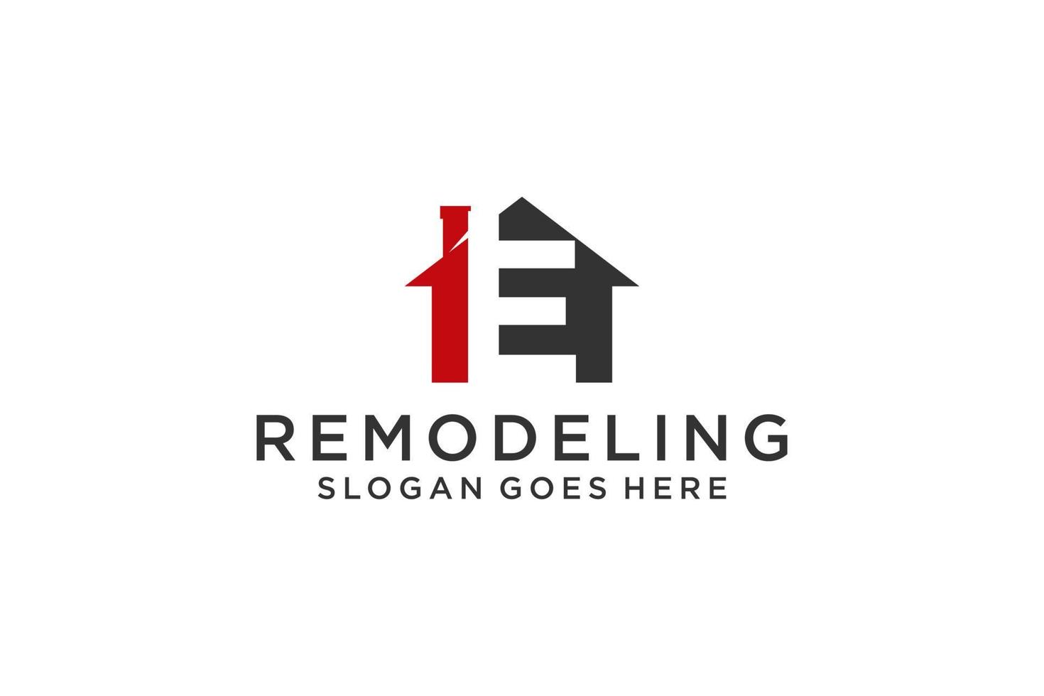 letra e para logotipo de remodelação imobiliária. elemento de modelo de design de logotipo de construção de arquitetura de construção. vetor