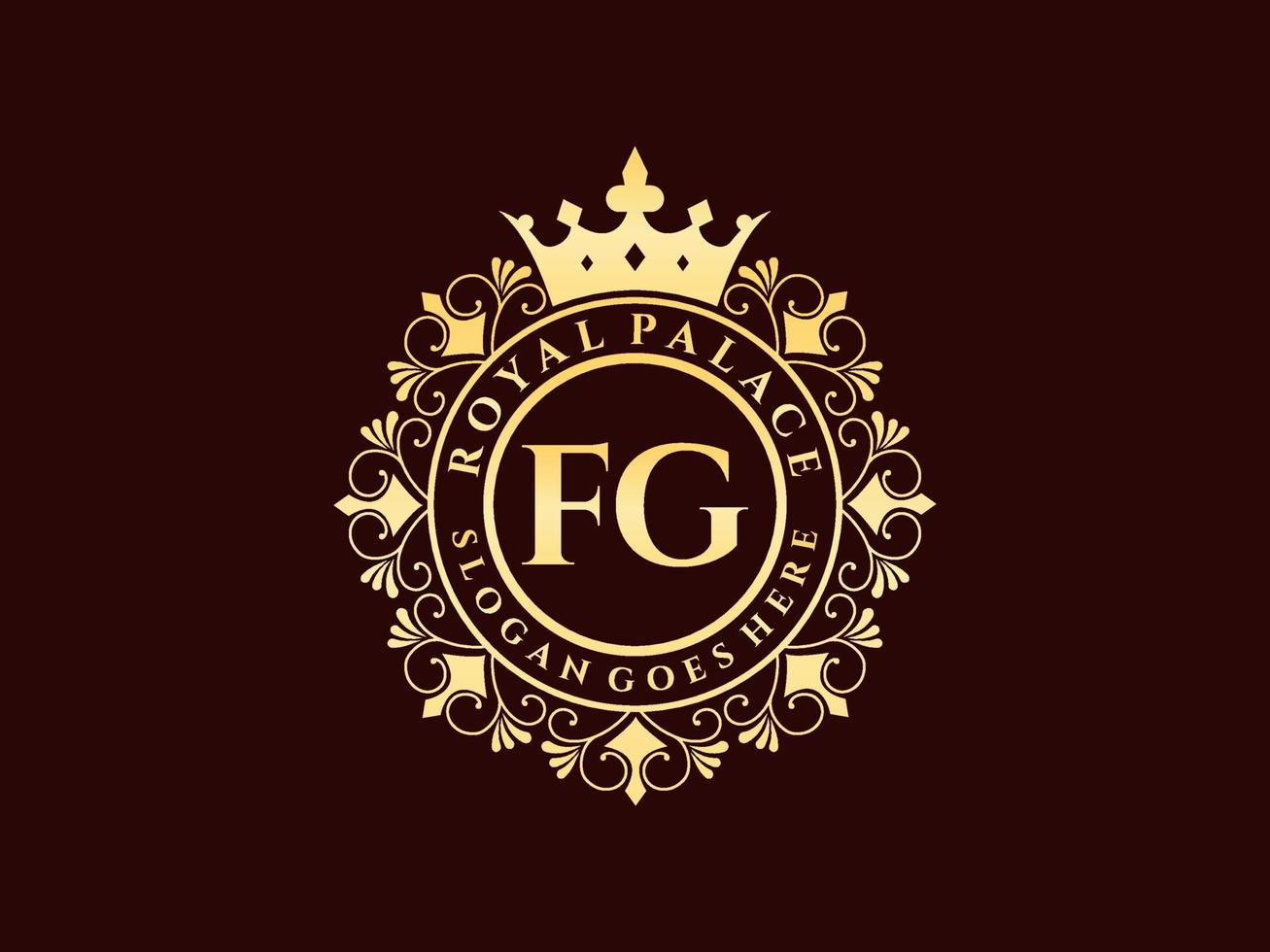 carta fg antigo logotipo vitoriano de luxo real com moldura ornamental. vetor