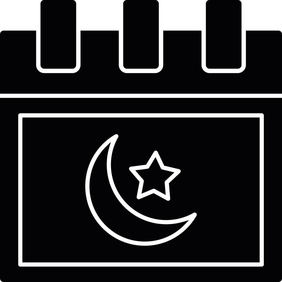 ícone de glifo de calendário islâmico vetor