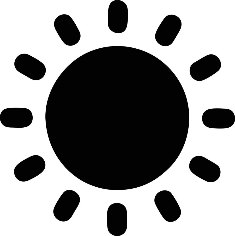 ícone do sol em fundo branco, ilustração do símbolo do ícone do sol em preto sobre fundo branco vetor