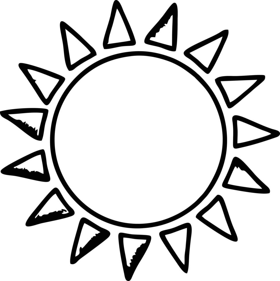 ícone do sol em fundo branco, ilustração do símbolo do ícone do sol em preto sobre fundo branco vetor